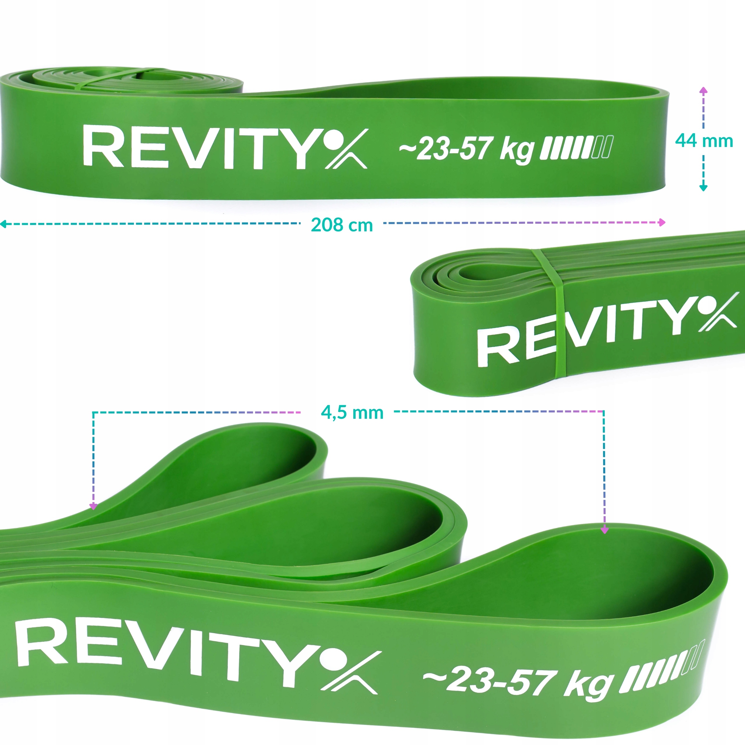 GUMA OPOROWA DO ĆWICZEŃ PODCIĄGANIA ROZCIĄGANIA PREMIUM OPÓR 23-57 kg Model Power Band Regular Green