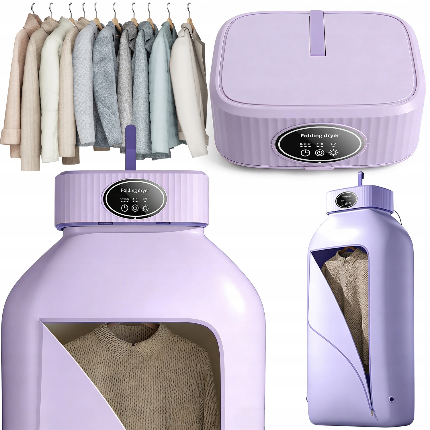 Levně Elektrická Mini Sušák Na Prádlo Přenosný Cyklus Sušení 360° Fialová
