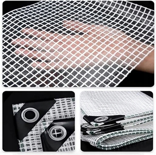 PLANDEKA 3x4 4x3 100g PRZEŹROCZYSTA ZBROJONA BIAŁA MROZOODPORNA UV+ Szerokość 4 m