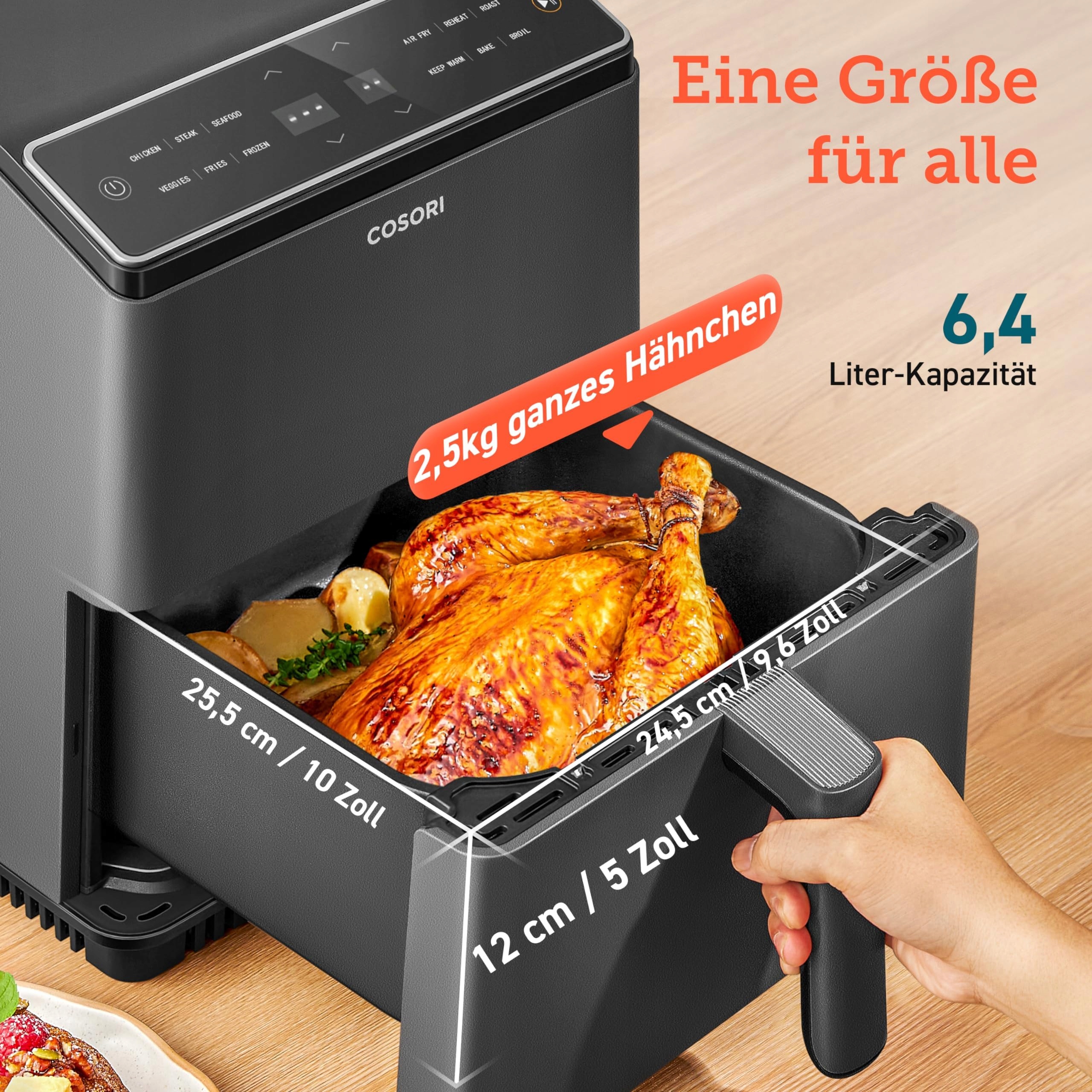 COSORI Frytkownica Beztłuszczowa XXL 6,4L Wifi 12 Funkcji Ekran Dotykowy — miniatura 6