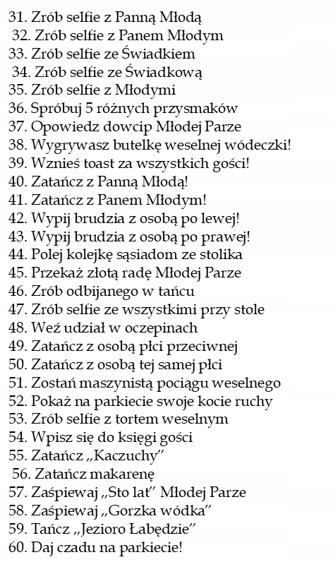 Zdrapka winietka z zadaniem dla gości weselnych boho Kształt prostokątny