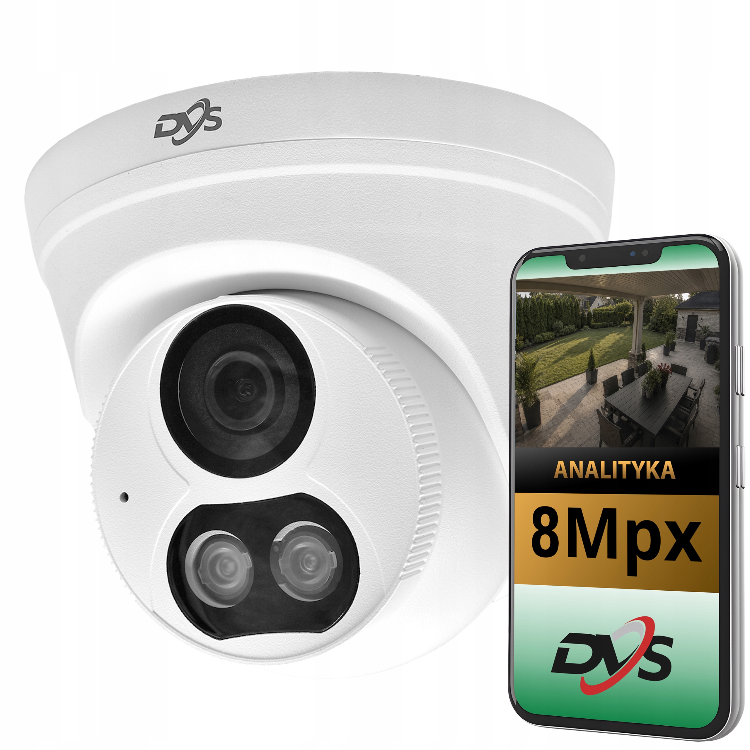 Kamera Na Monitorovanie Ip PoE 8MPX 4K Vonkajšia Kupolová Mikrofón Slot Sd