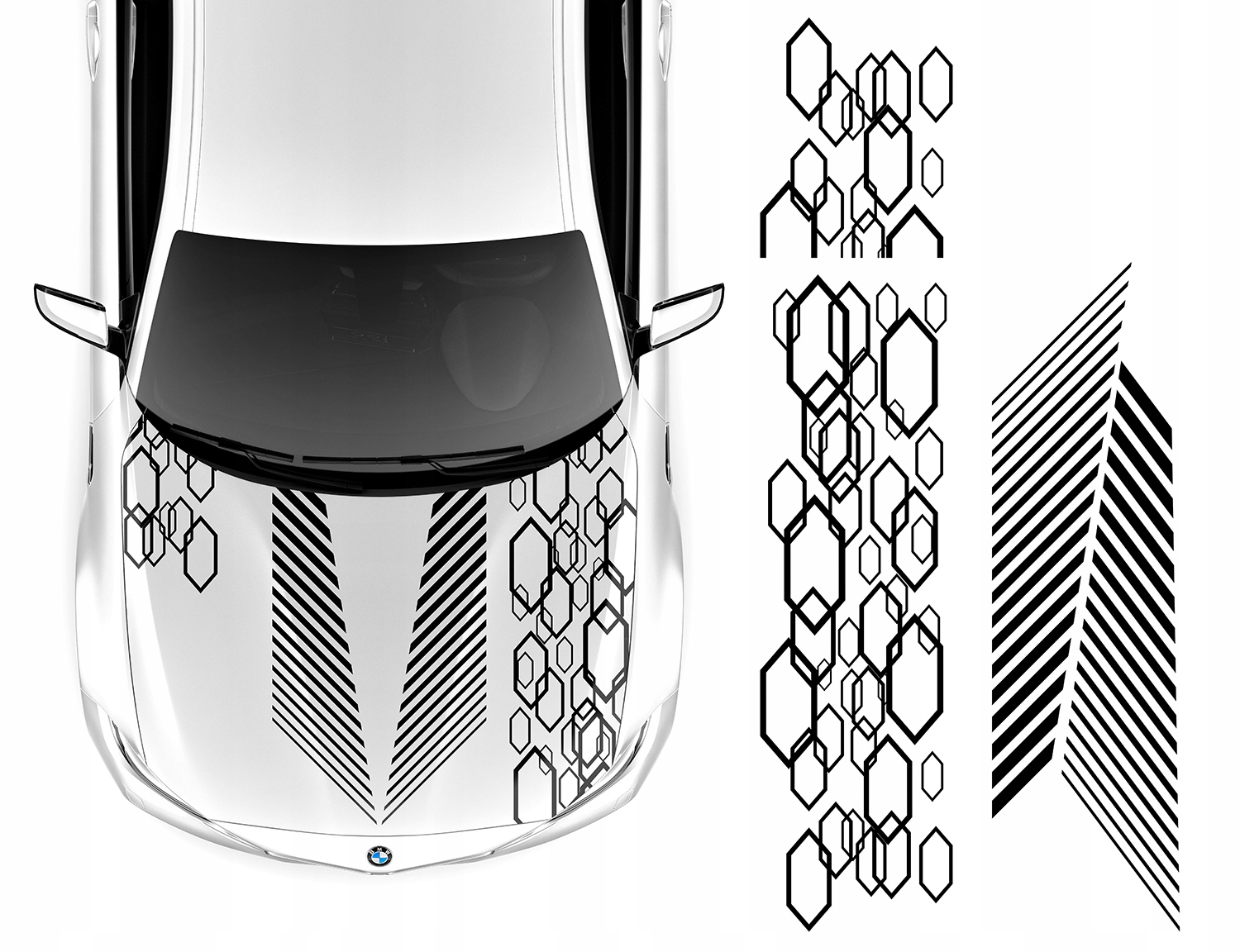 Samolepka Grafika na auto Masku Motiv Hexagen Hex Pásy Linie 43x355