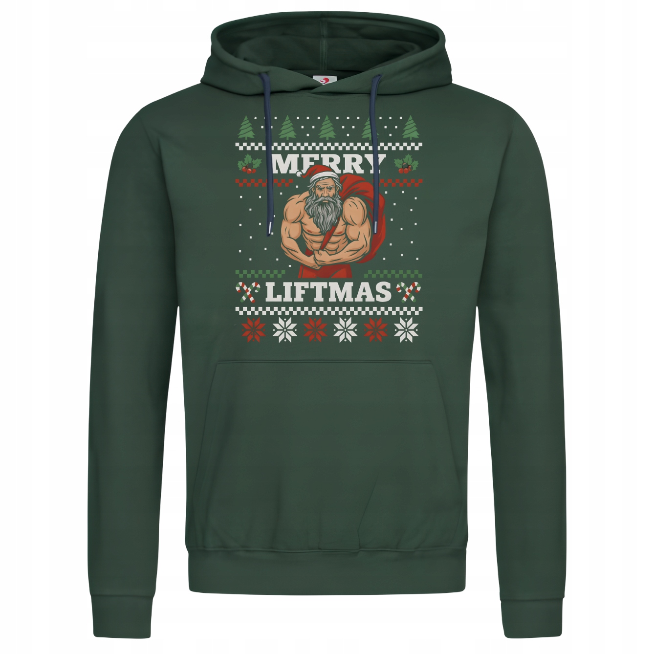 Mikina s kapucí Vánoční Merry Liftmas Santa Kulturista Vánoce