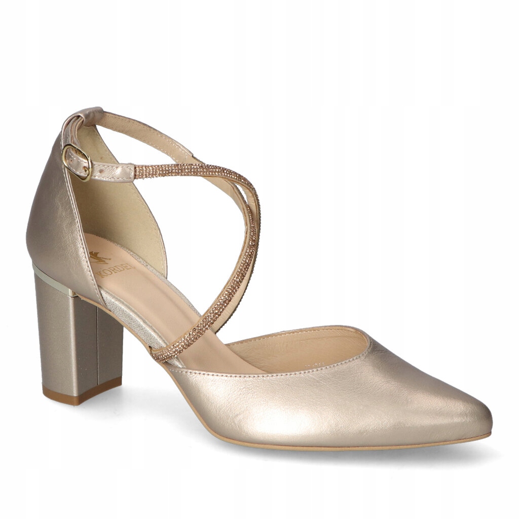 Dámské lodičky Kordel Na Sloupku Zlaté s ozdobnými pásky 36