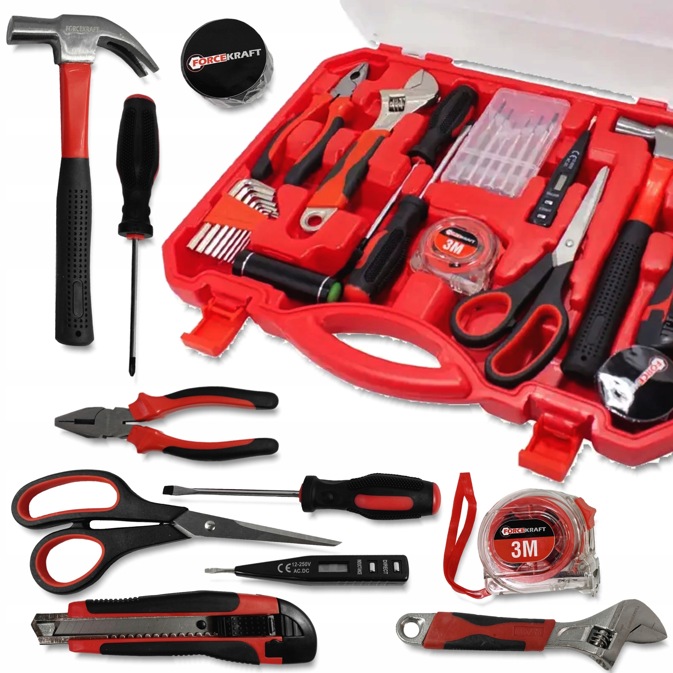 Sada nářadí 26 ks Kombinačky Šroubováky Klíče v kufru Forcekraft