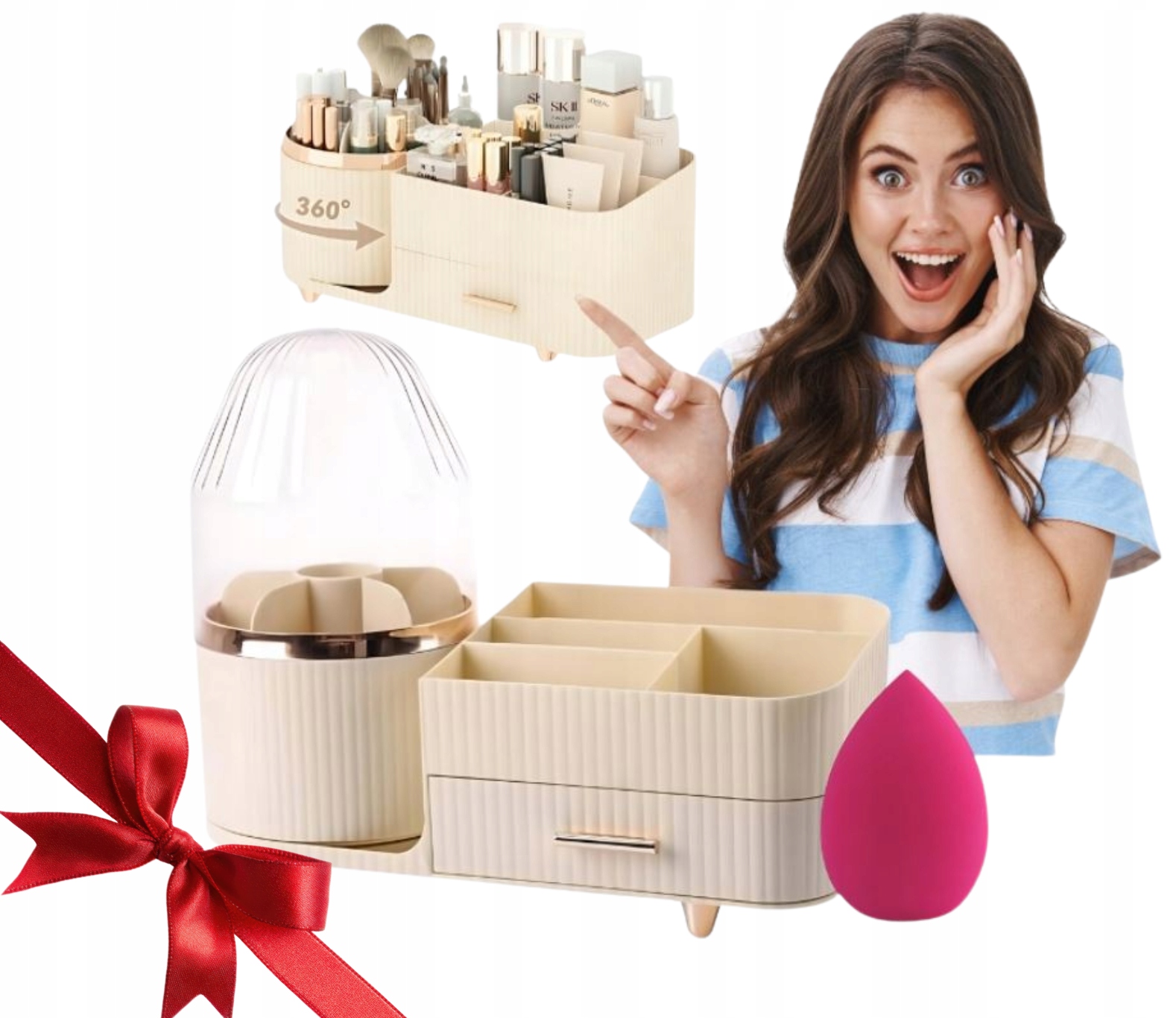 Organizér, Stojan Na Kosmetiku, Štětce, Make-up, Šperky, Otočný