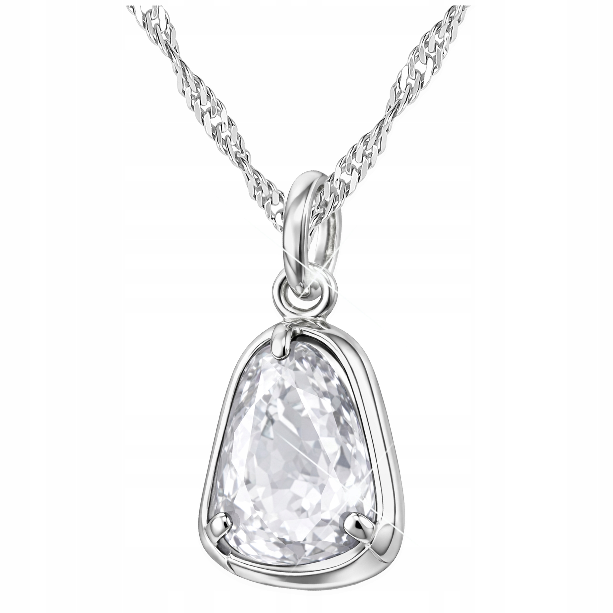 Dámský stříbrný náhrdelník s křišťálem Velký křišťálový Přívěsek Stříbro 925