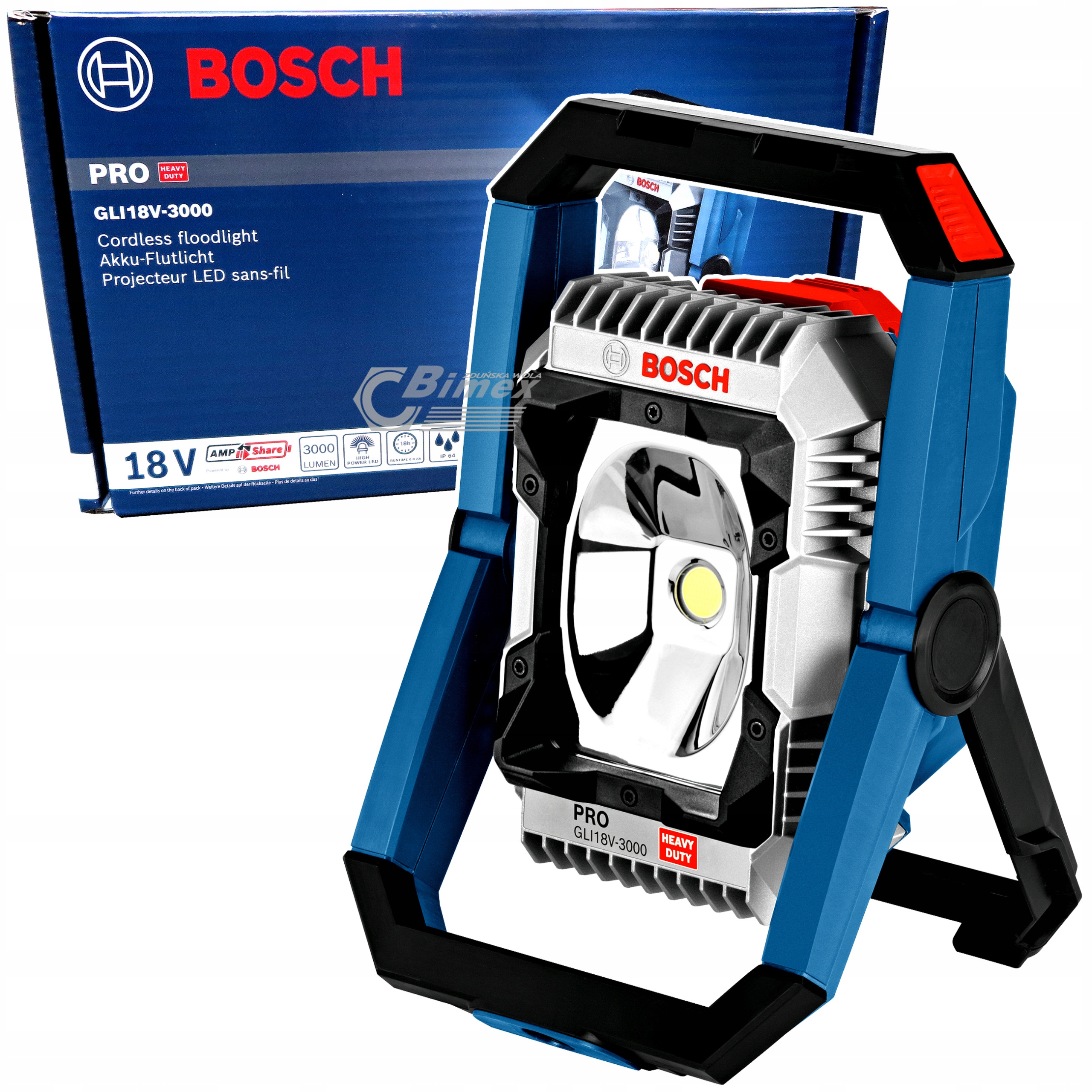 Lampa robocza akumulatorowa Bosch Gli 18V-3000 06014A8100 3000lumen
