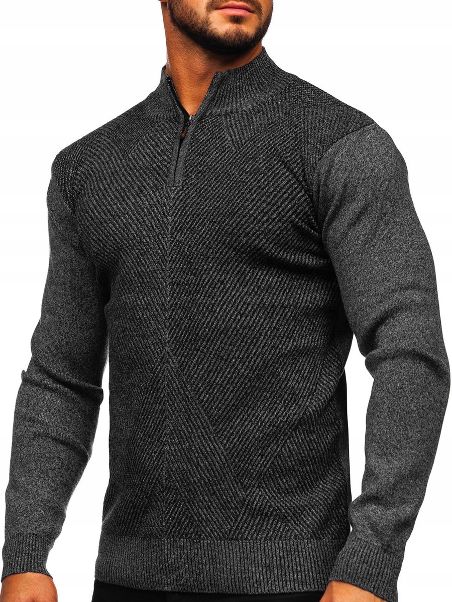 

Sweter Męski Ze Stójką Czarny S8205 Denley_m