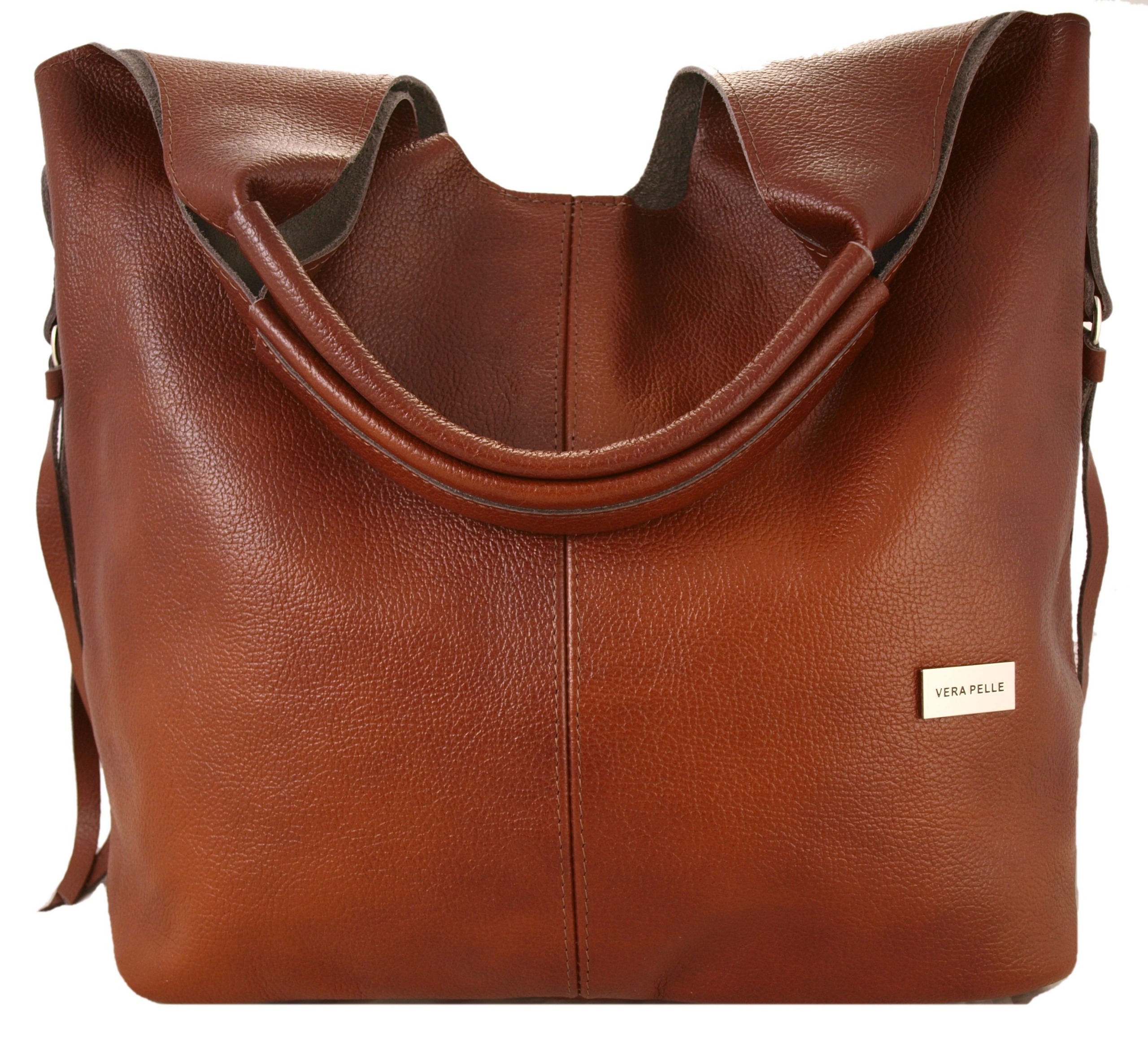 Skórzana Torebka Shopper Skóra Naturalna Włoska Vera Pelle model 2W1