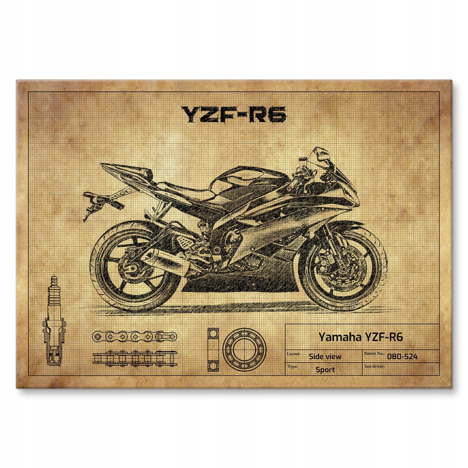 Kovový plakát Yamaha YZF-R6 Szyld Plech 42 x 59,4 cm Dárek