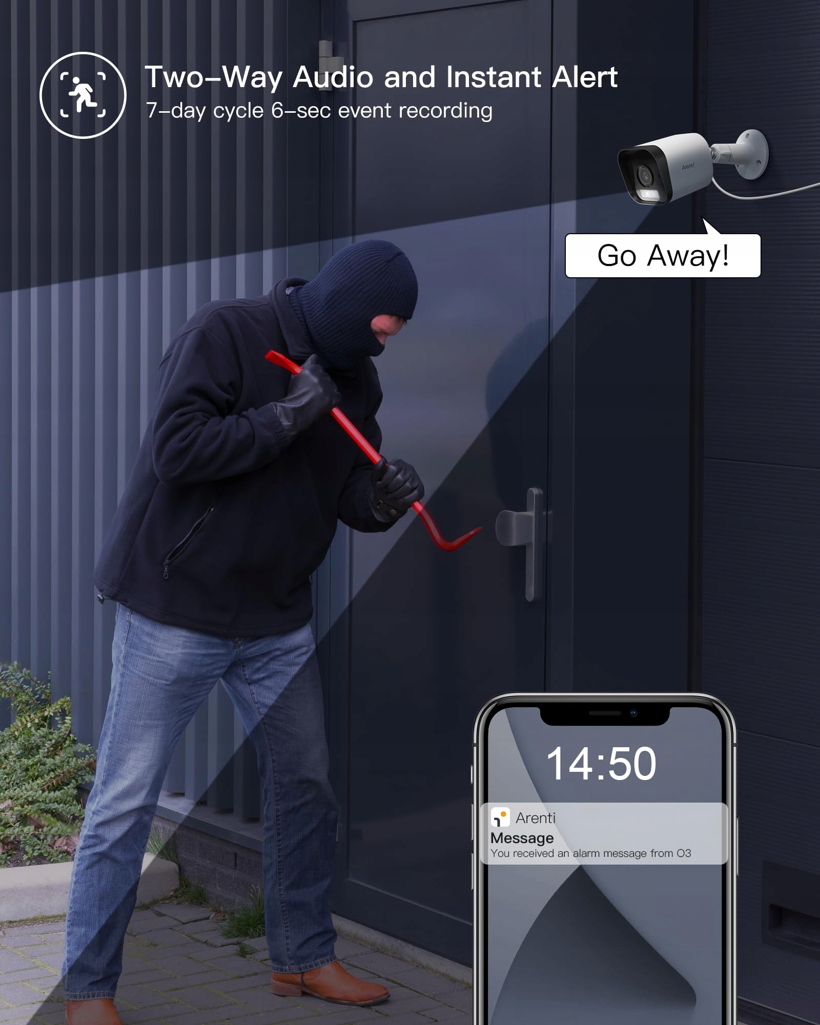 ARENTI Kamera Zewnętrzna 2.5K 4MP WiFi AI Detekcja Ruchu Audio Alexa — miniatura 5