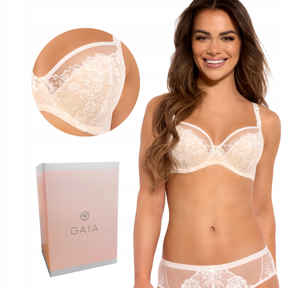 Podprsenka s krajkou Semi-Soft Nellie 1282 polovyztužená ecru béžová 70J