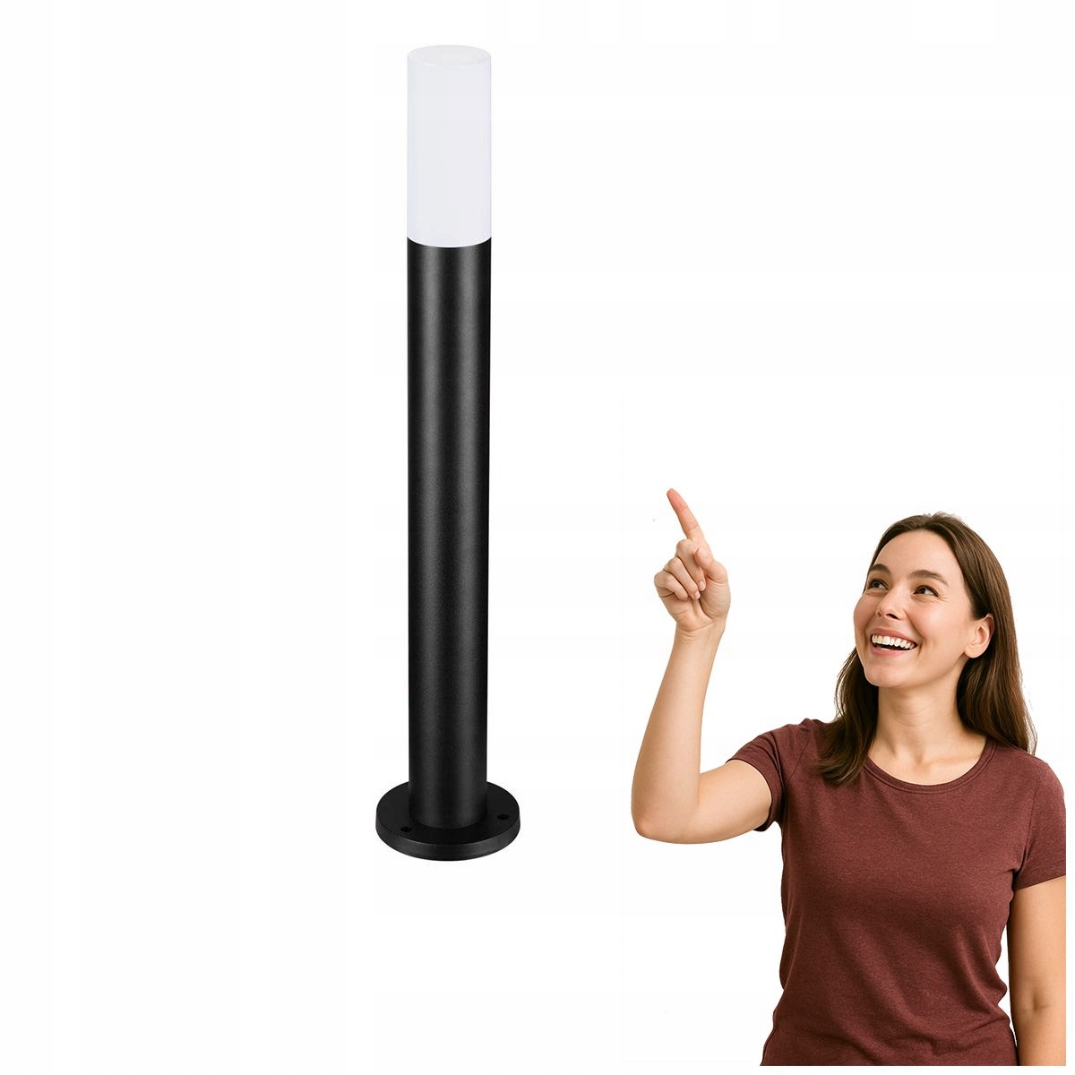 Záhradná lampa Muggia čierna, moderný stĺpik Italux