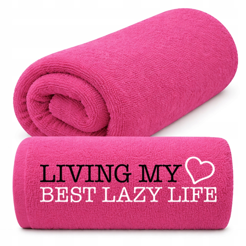 Osuška 50X100 Na Dovolenku Mäkká Na Ležadlo S Výšivkou Fuchsia Lazy Life