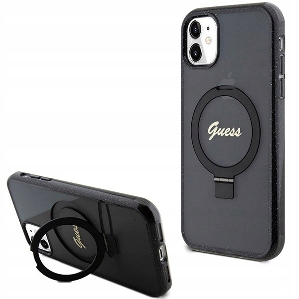 Guess GUHMN61HRSGSK iPhone 11 Xr 6.1" czarny/black hardcase Ring Sta