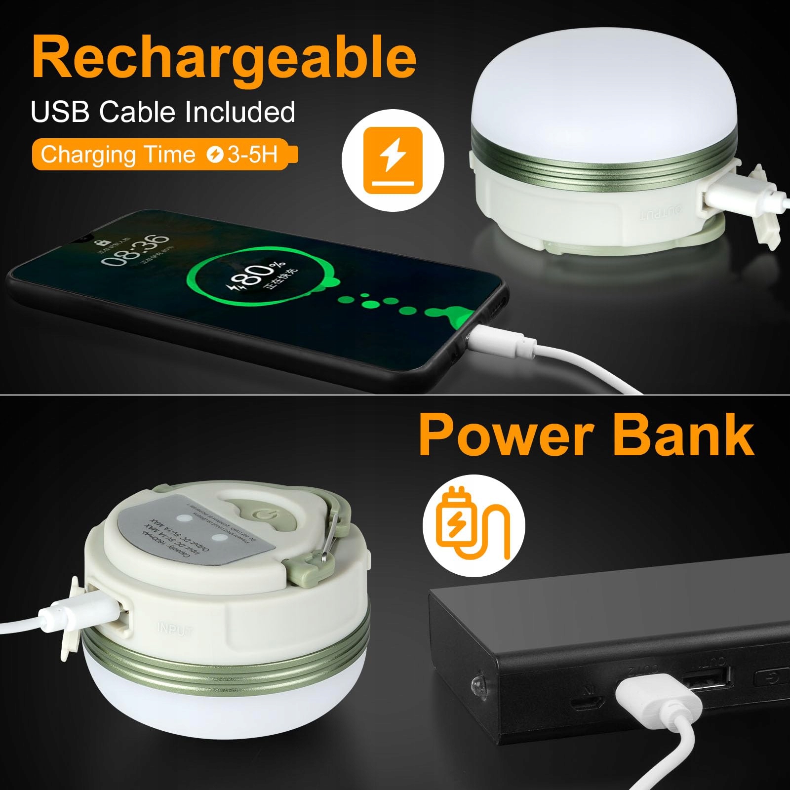 FLINTRONIC Latarka Campingowa LED USB 1800mAh Powerbank 4 Tryby SOS — miniatura 5