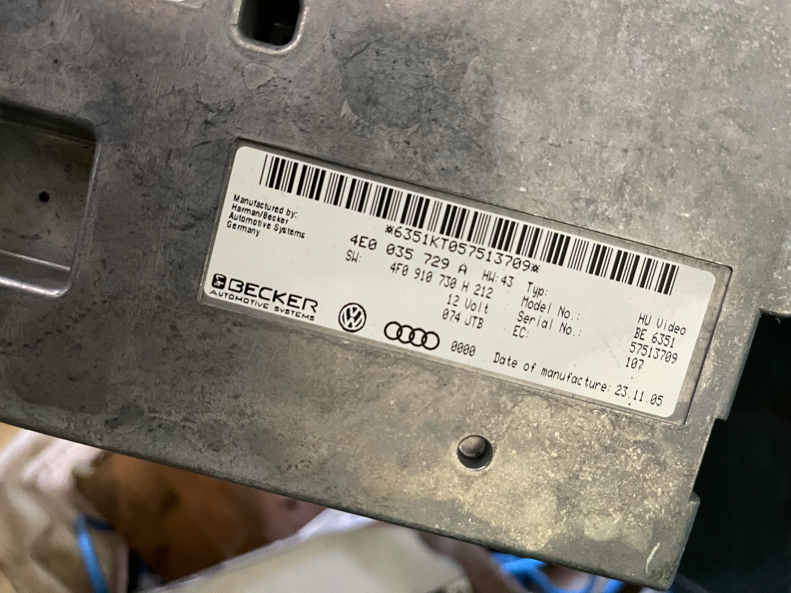 AUDI A6 C6 modulo MMI 4E0035729A 4F0910730H