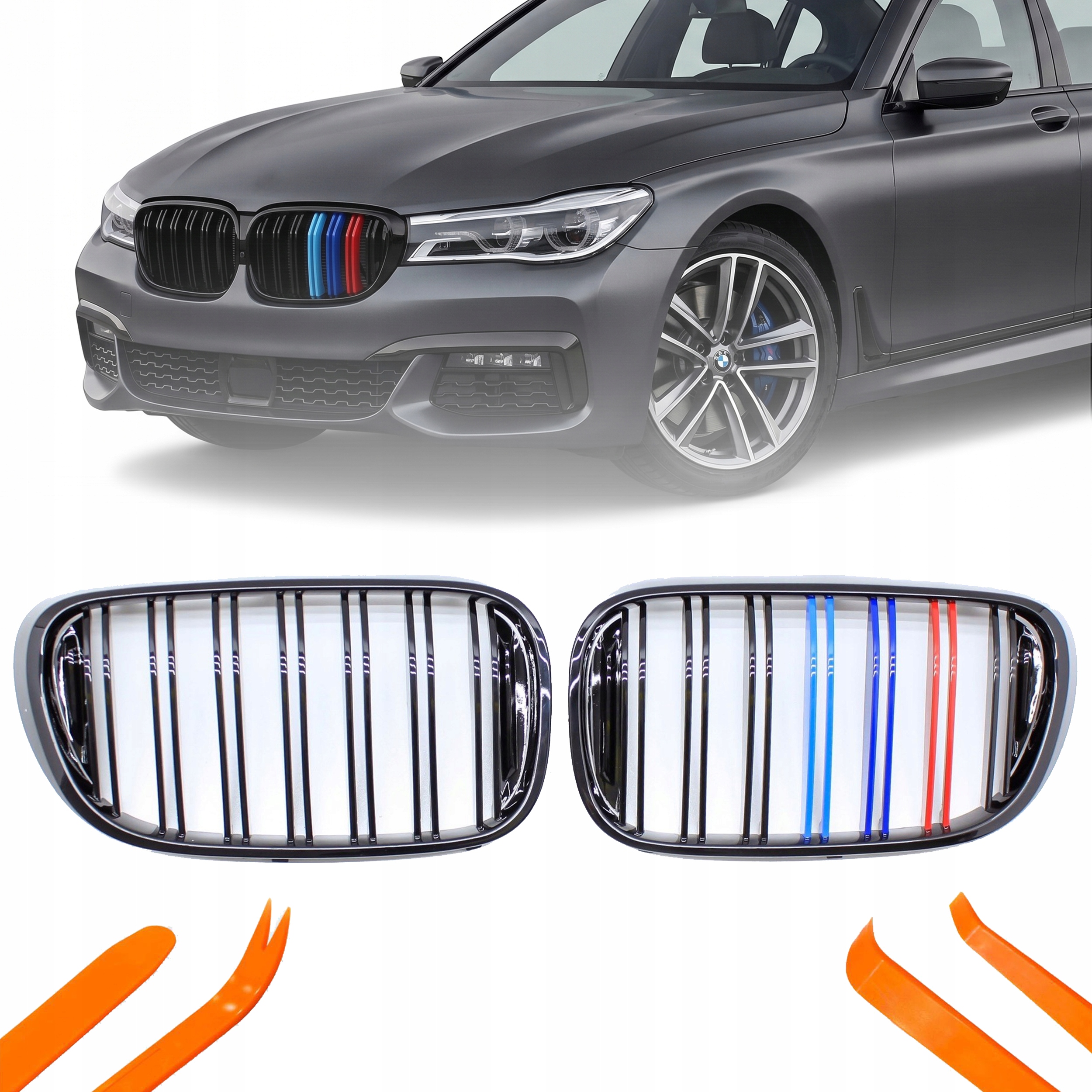 Atrapa Gril Ledvinky Bmw 7 G11 16-18 Černý Lesk Barva M Balení 2 Žebra
