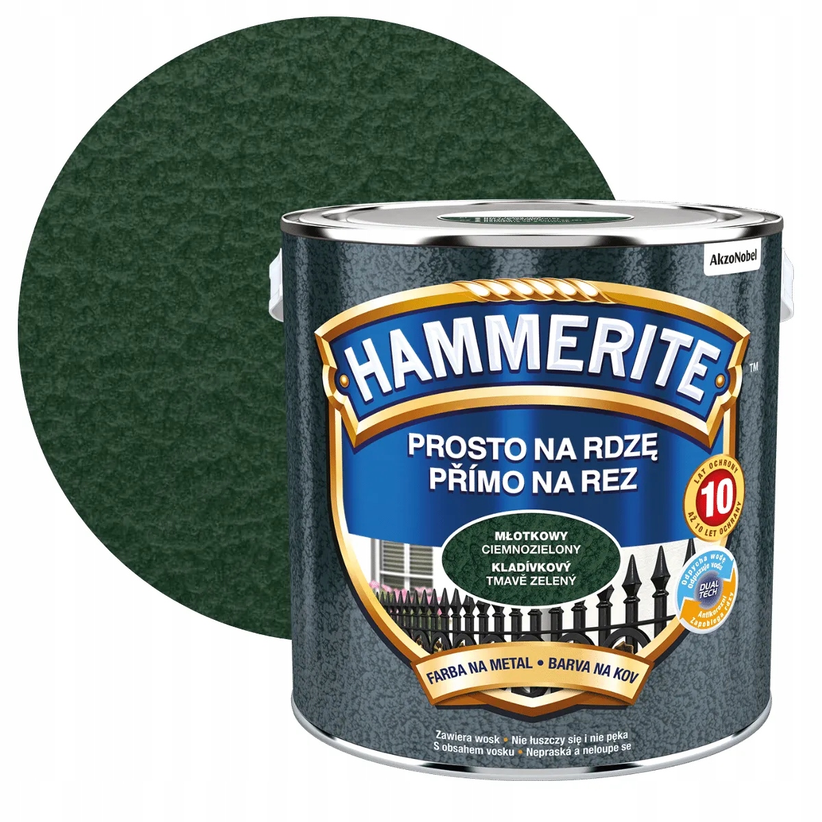 Hammerite Farba Do Metalu Na Rdzę 2,5L Ciemnozielony Młotkowy