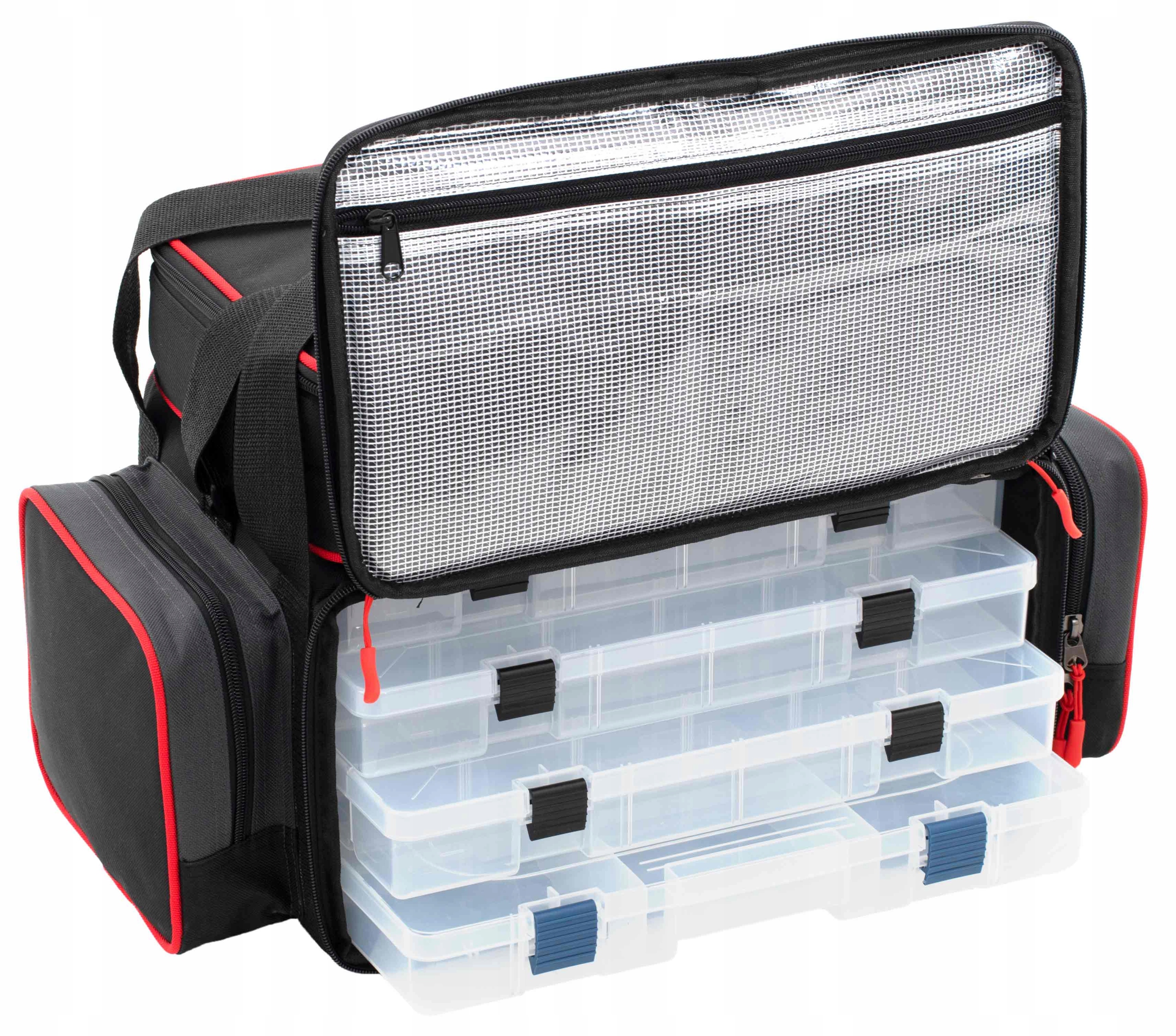 Torba Spinningowa Mikado z 4 pudełkami L 49x26x32cm