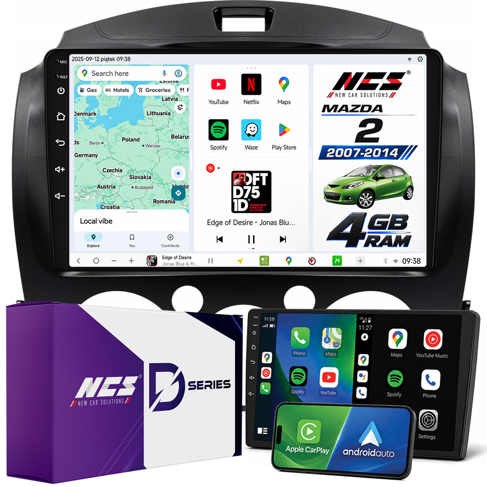 Autorádio Ncs D9 Mazda 2 2007-2014 Android 4GB Lte