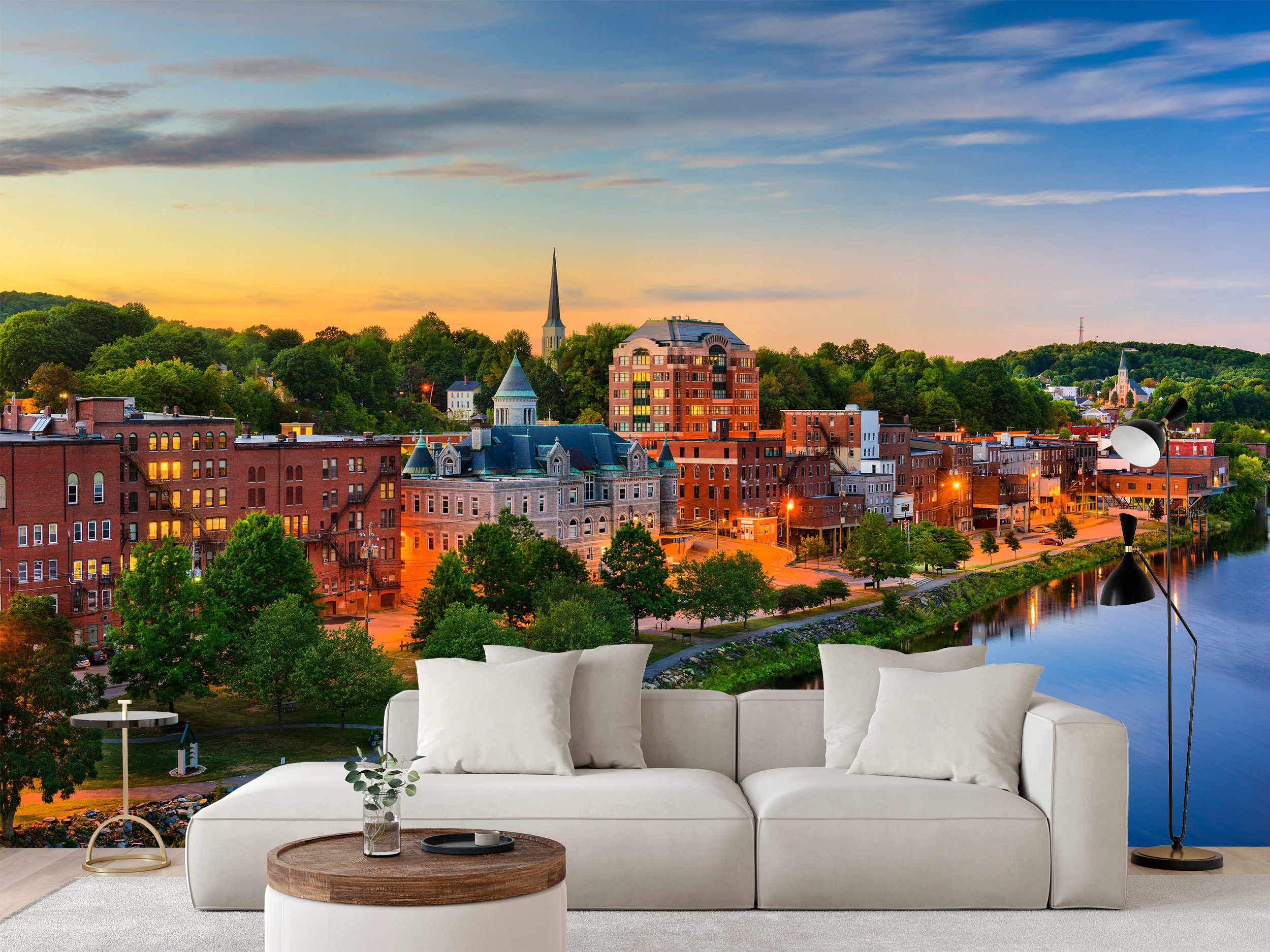 Fototapeta Panorama Města Augusta Na Řece Kennebec Usa 520 x 318 cm