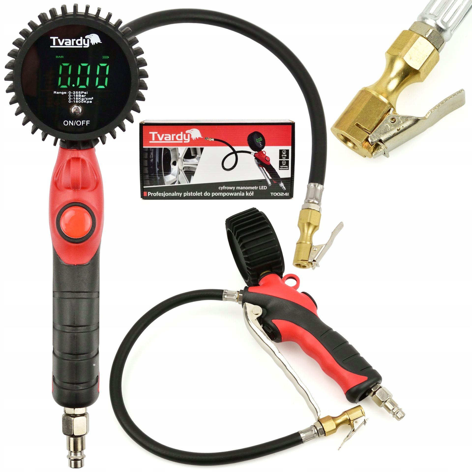 PISTOLET DO POMPOWANIA KÓŁ LCD 18 BAR MANOMETR Kod producenta T00241