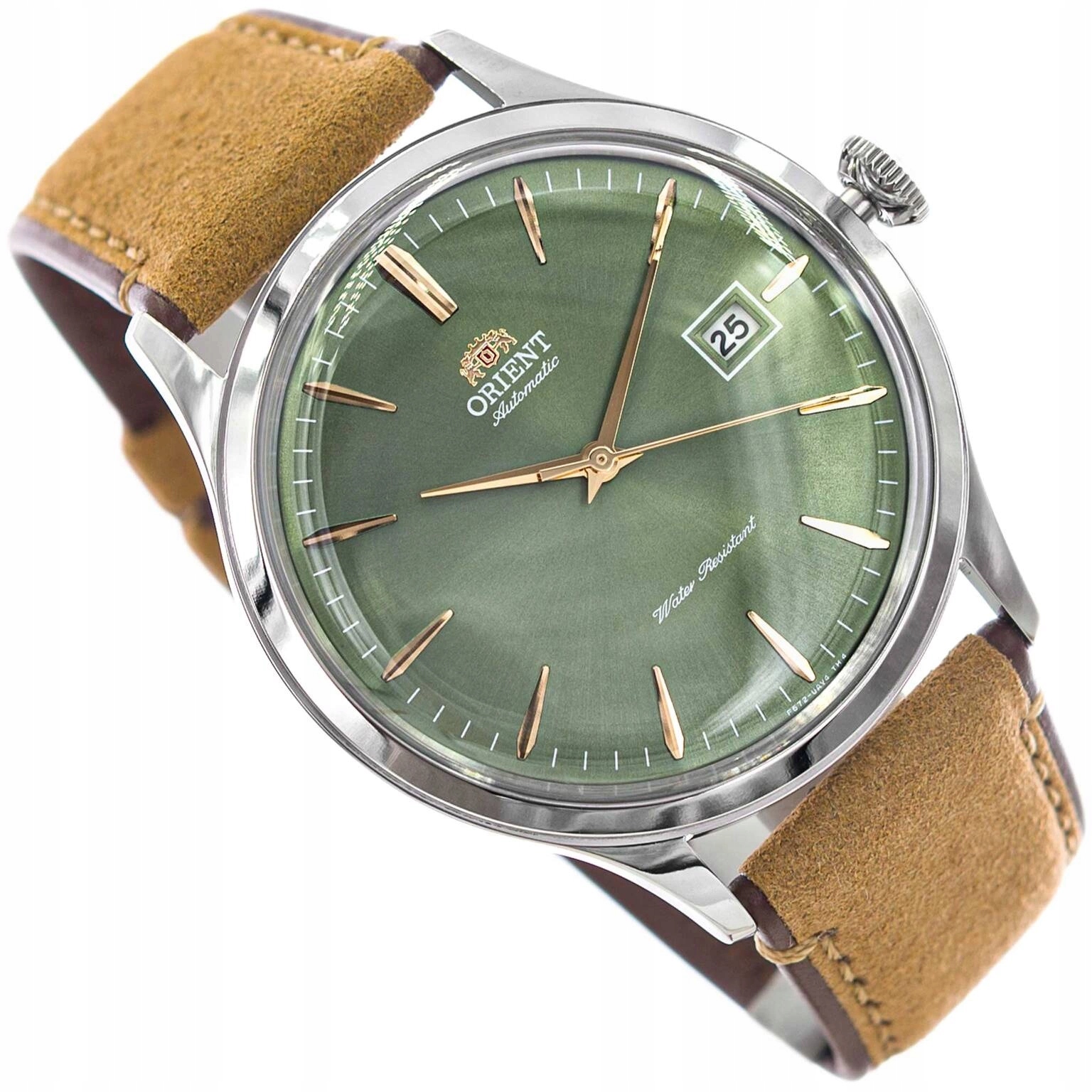 Pánské Orient Hodinky RA-AC0P01E30B Bambino Automatic Béžové S Datem Řemínku