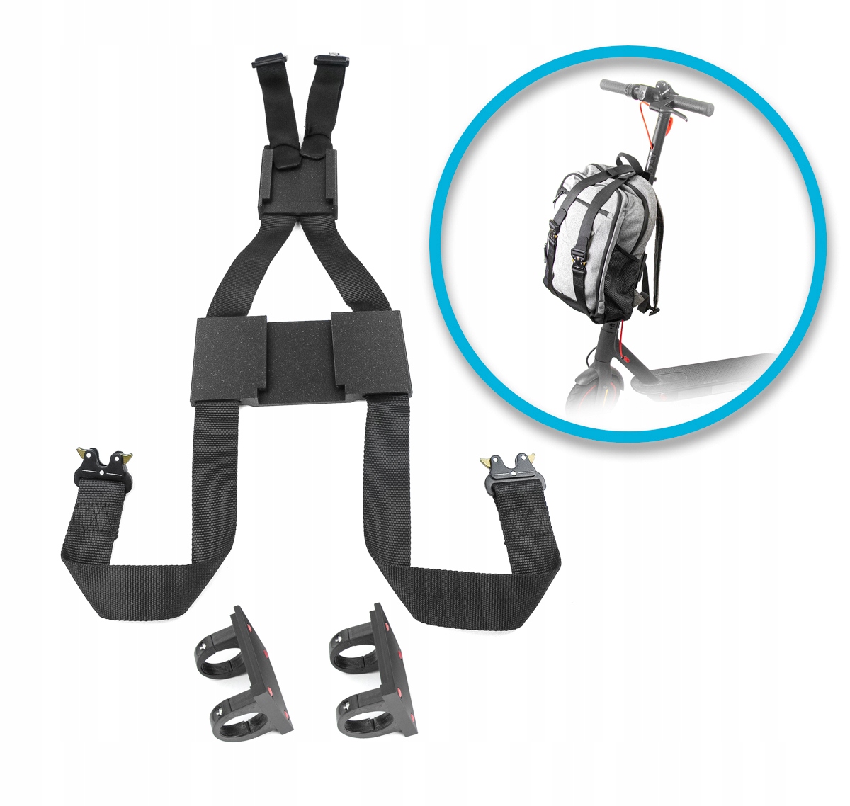 Postroj, věšák, nosič, držák na batoh pro koloběžku Hiley Tiger Evo Gtr