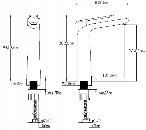 BATERIA UMYWALKOWA CZARNA ROYAL YORK WYSOKA Kolor czarny
