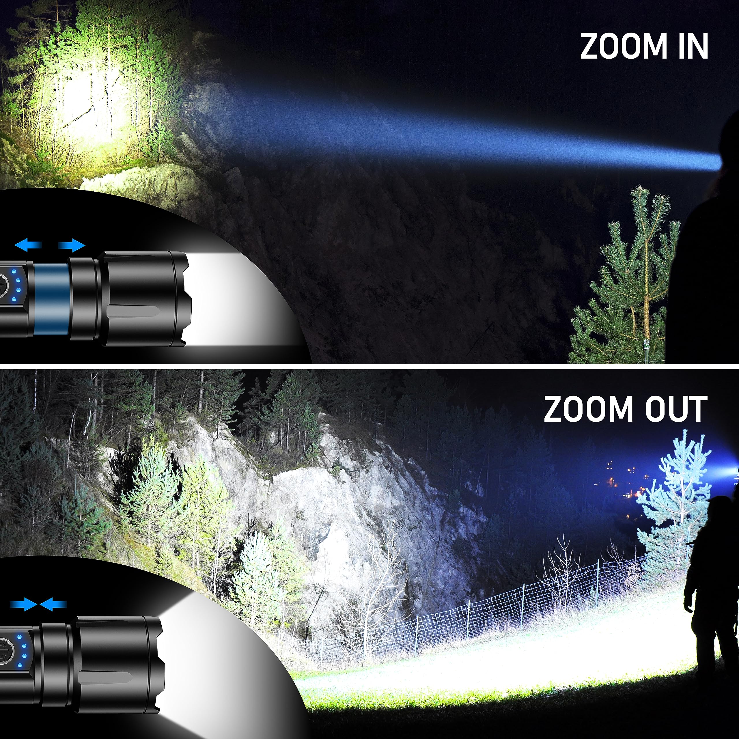 BLUKAR Latarka LED 20000 Lumen IP67 Wodoodporna 5 Trybów Zoom — miniatura 3