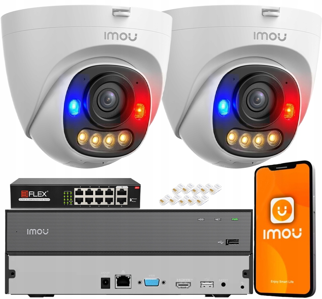 Sada 3MPx monitorovacích kamer 2x Ip IPC-PS8D-3V0 Imou Audio Led