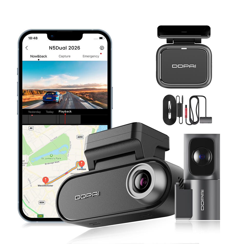 Wideorejestrator Ddpai N5 Dual 2026 Kamera Samochodowa 4K Hdr+ Tylna +radar