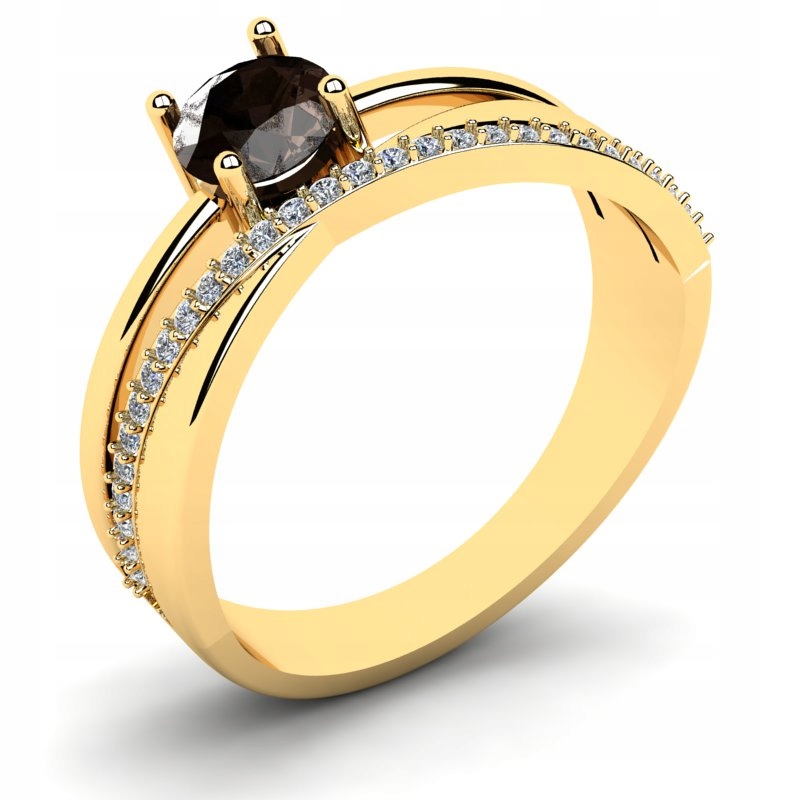 

Pierścionek Złoty Kwarc Z Brylantami 0,75CT