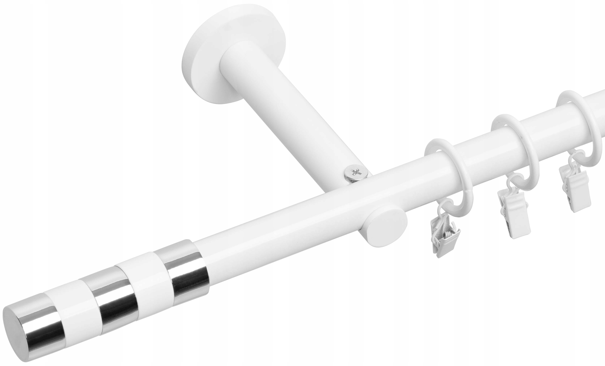 

Karnisz Pojedynczy Czarny Biały Połysk 19mm/140 cm