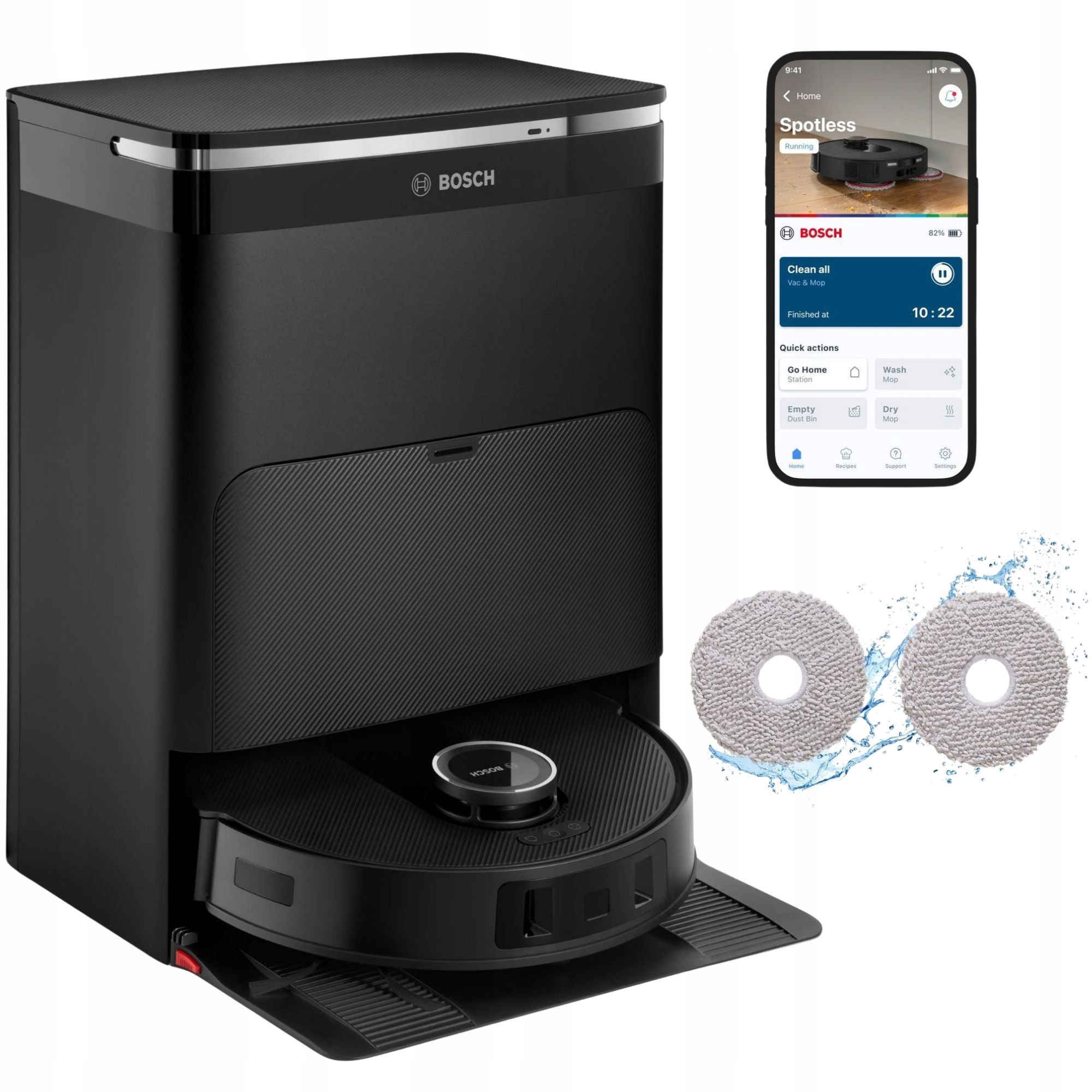 Robot sprzątający Bosch Spotless Max BCRDW3B 11000Pa Funkcja mopowania