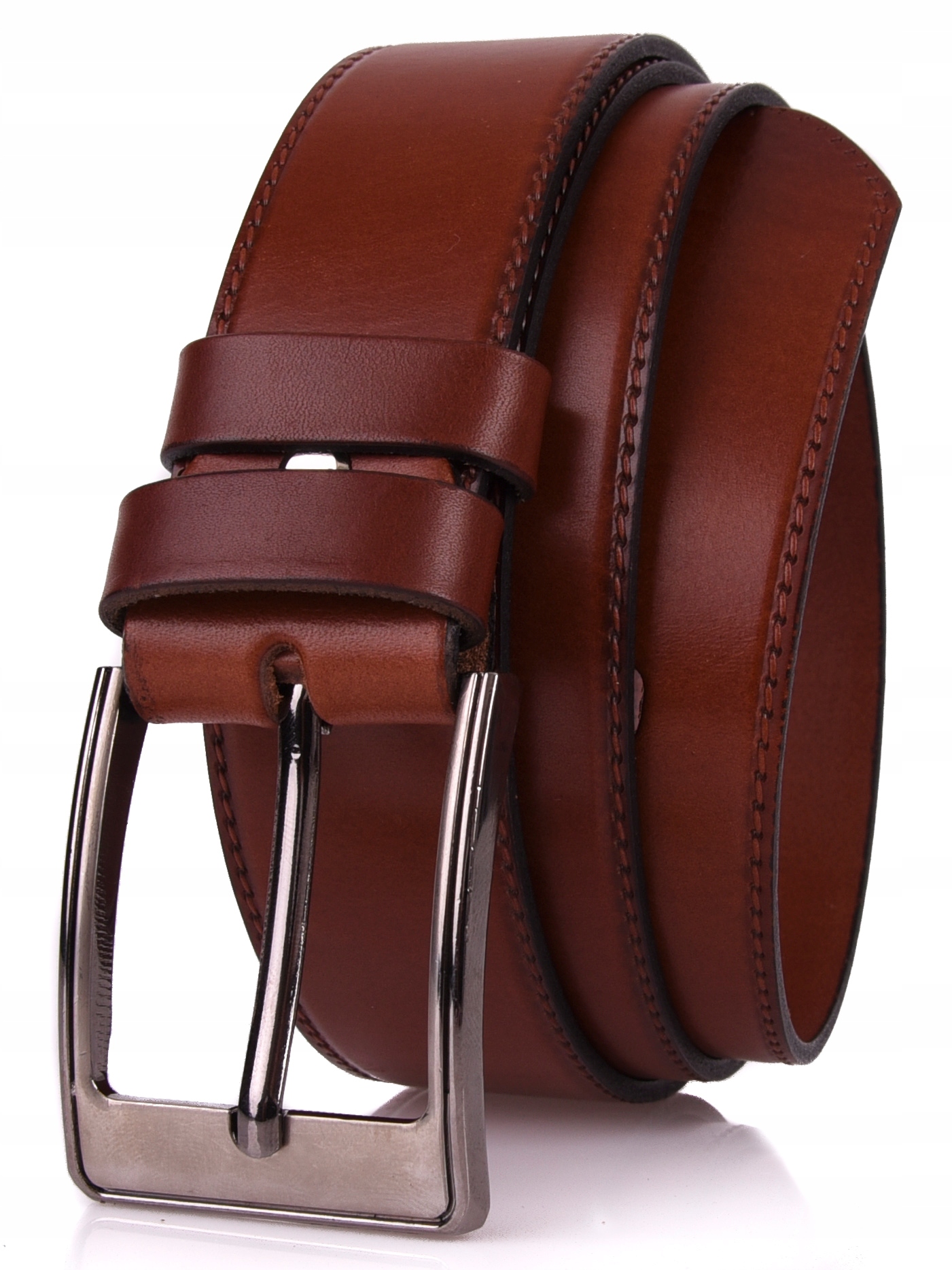 

Skórzany Pasek 4cm Klasyczny Jeans Brąz Lico