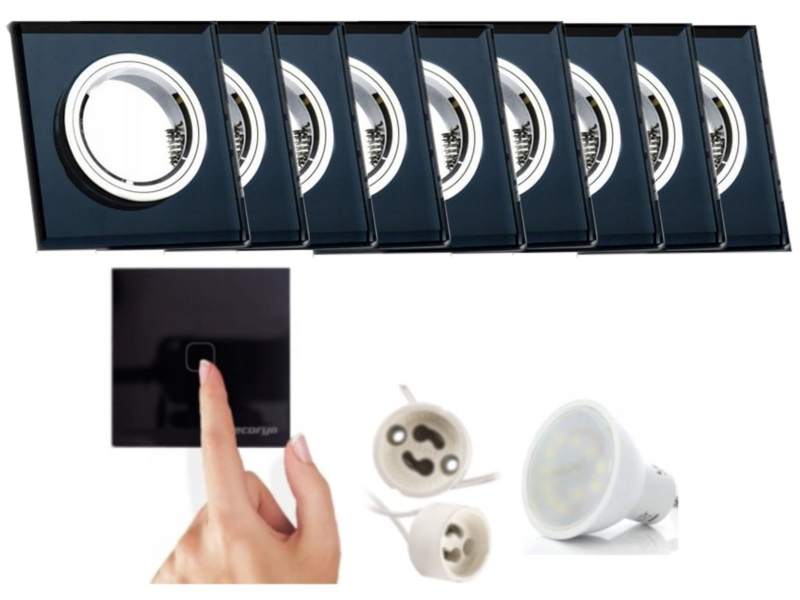 Skleněná sada Halogen Led 9x spínač žárovky