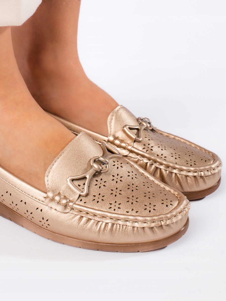 Złote mokasyny damskie 40