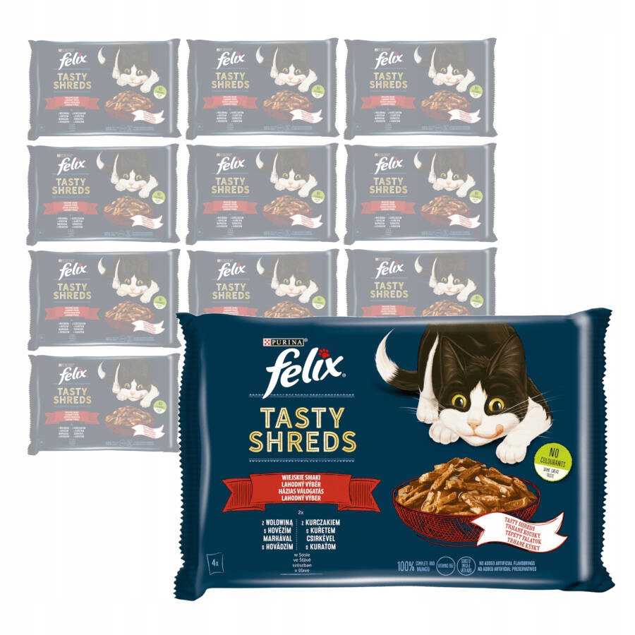 Levně Purina Felix Tasty Shreds Mokré Krmivo Pro Kočky 48x80g Kuřecí hovězí maso