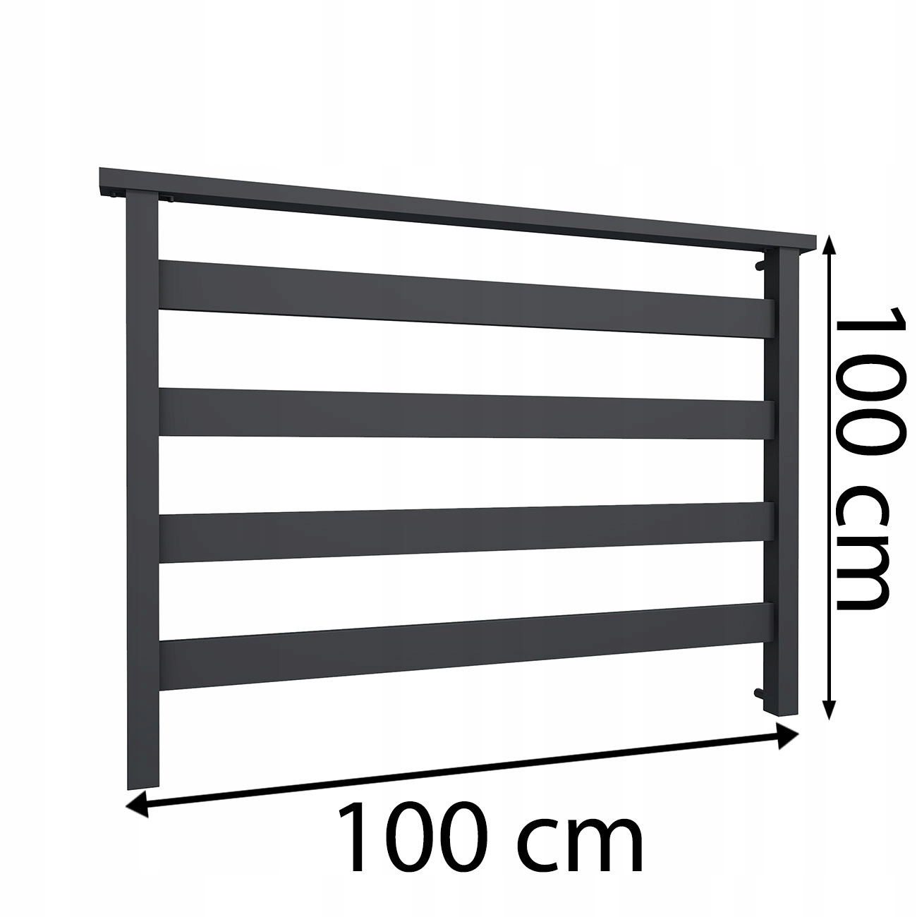 Francúzska hliníková okenná zábradlie čierna 100 cm