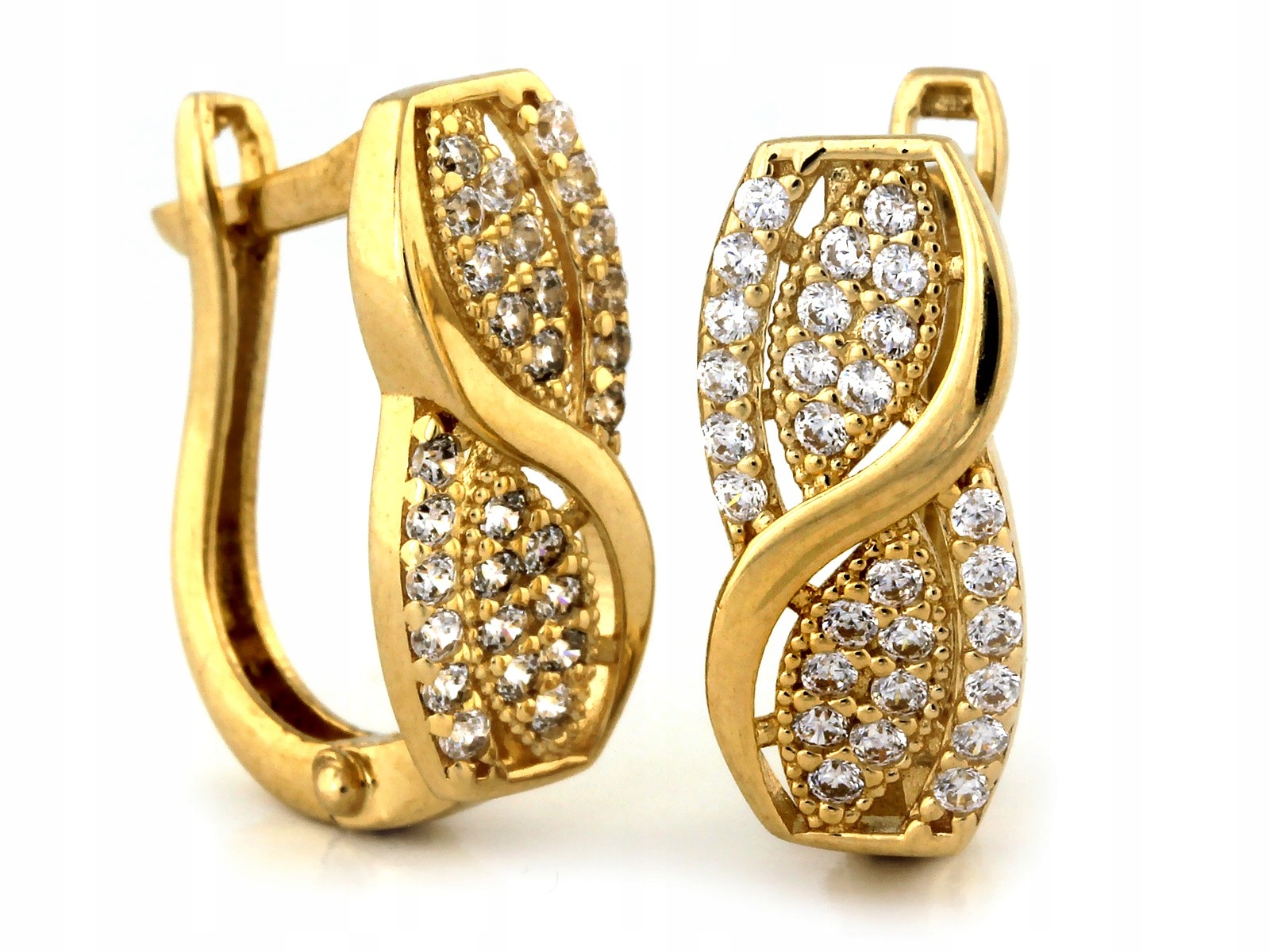 Náušnice zlaté 585 14k 2.40g nekonečno zirkony zapínání anglické