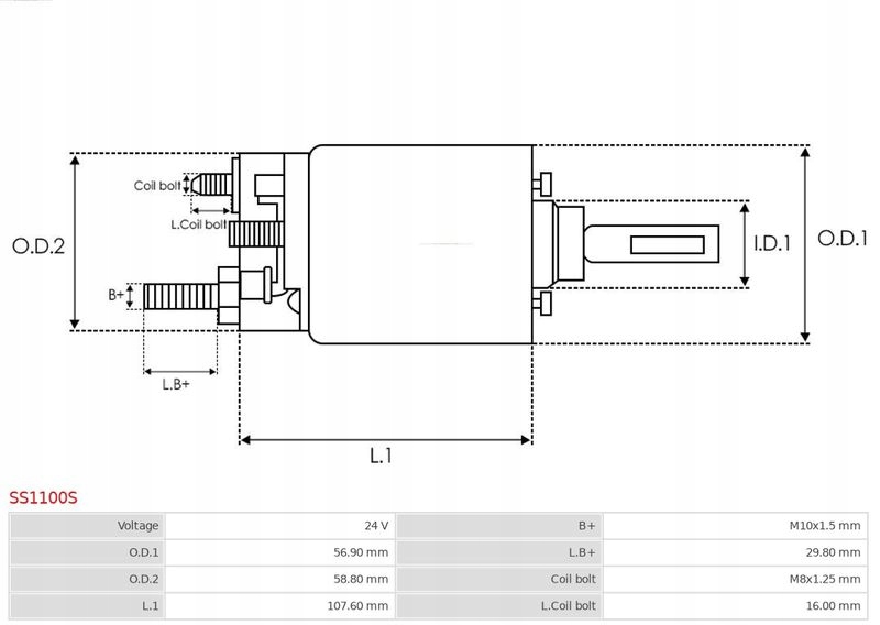 AUTOMAT WŁĄCZNIK ELEKTROMAGNETYCZNY ROZRUSZNIKA Numer katalogowy części SS1100S