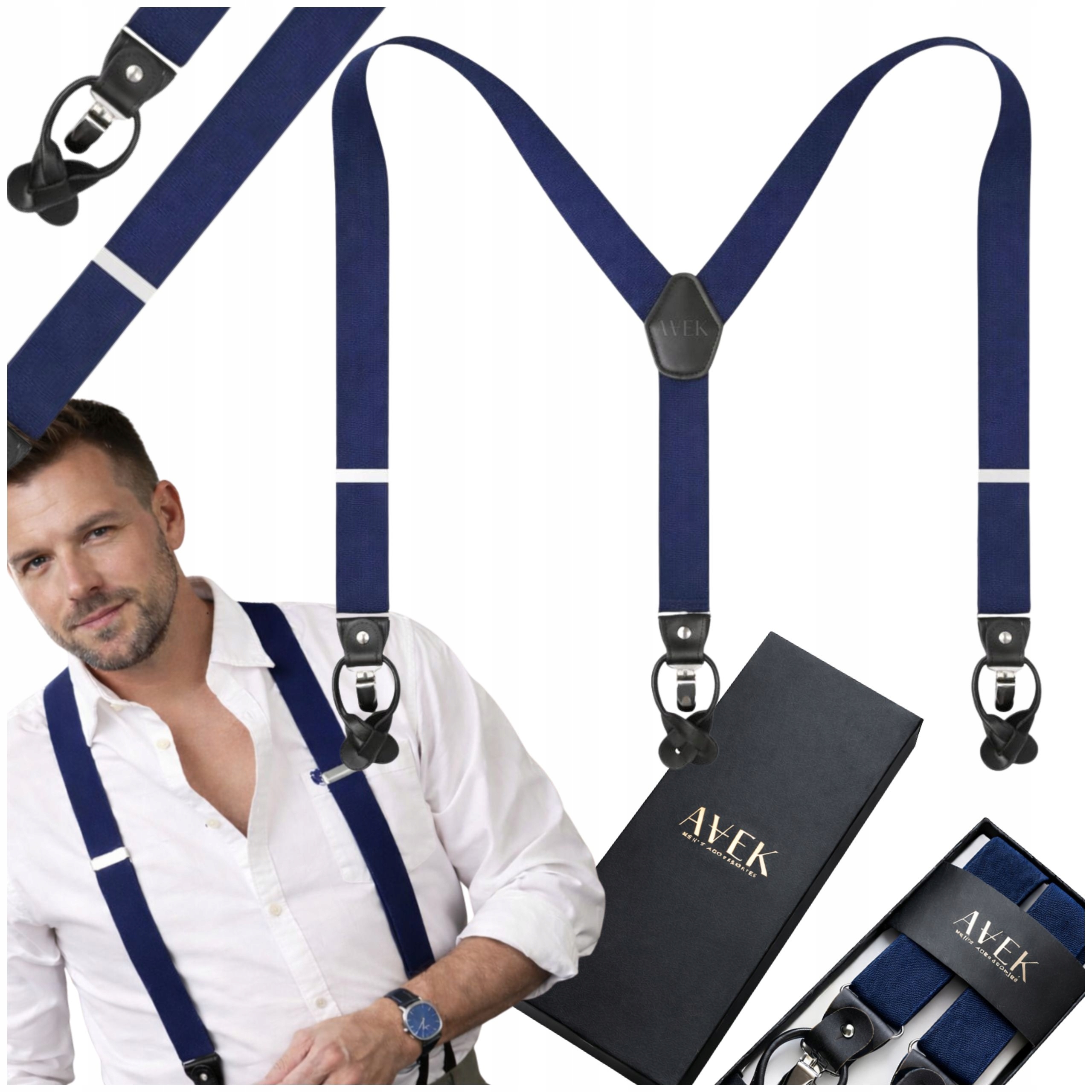 Šle Ke Kalhotám Tmavě Modré, Pánské, Pevné, Nastavitelné, Široké Jako Dárek 2V1