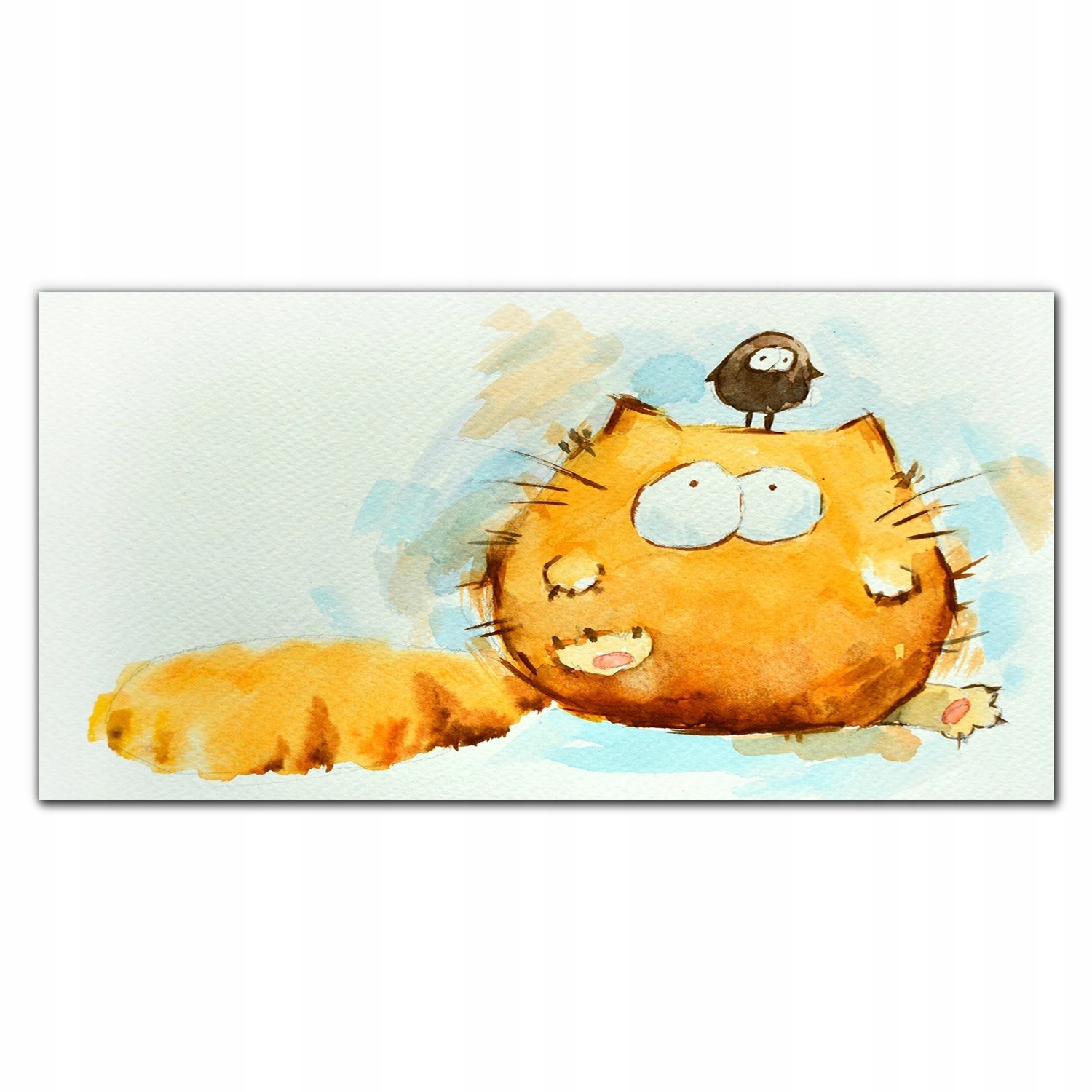 Obraz na ráme plátno Zvieratá vták mačka 140x70 cm