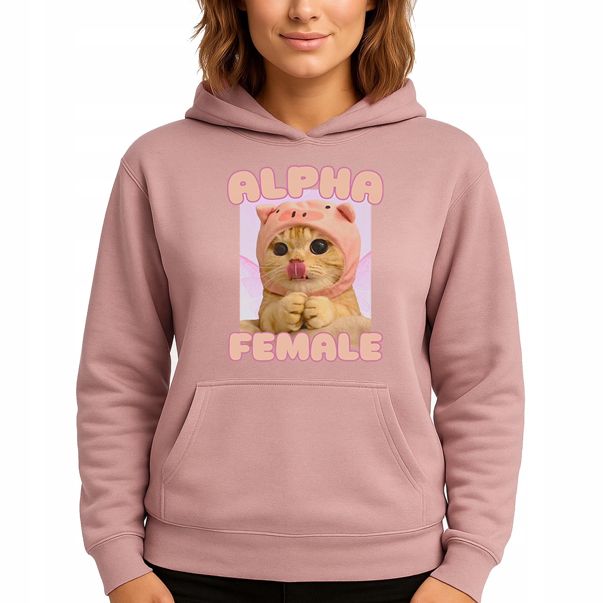 Mikina Růžová Hoodie S Kapucí Dárek Pro Ni Alpha Female Vel S