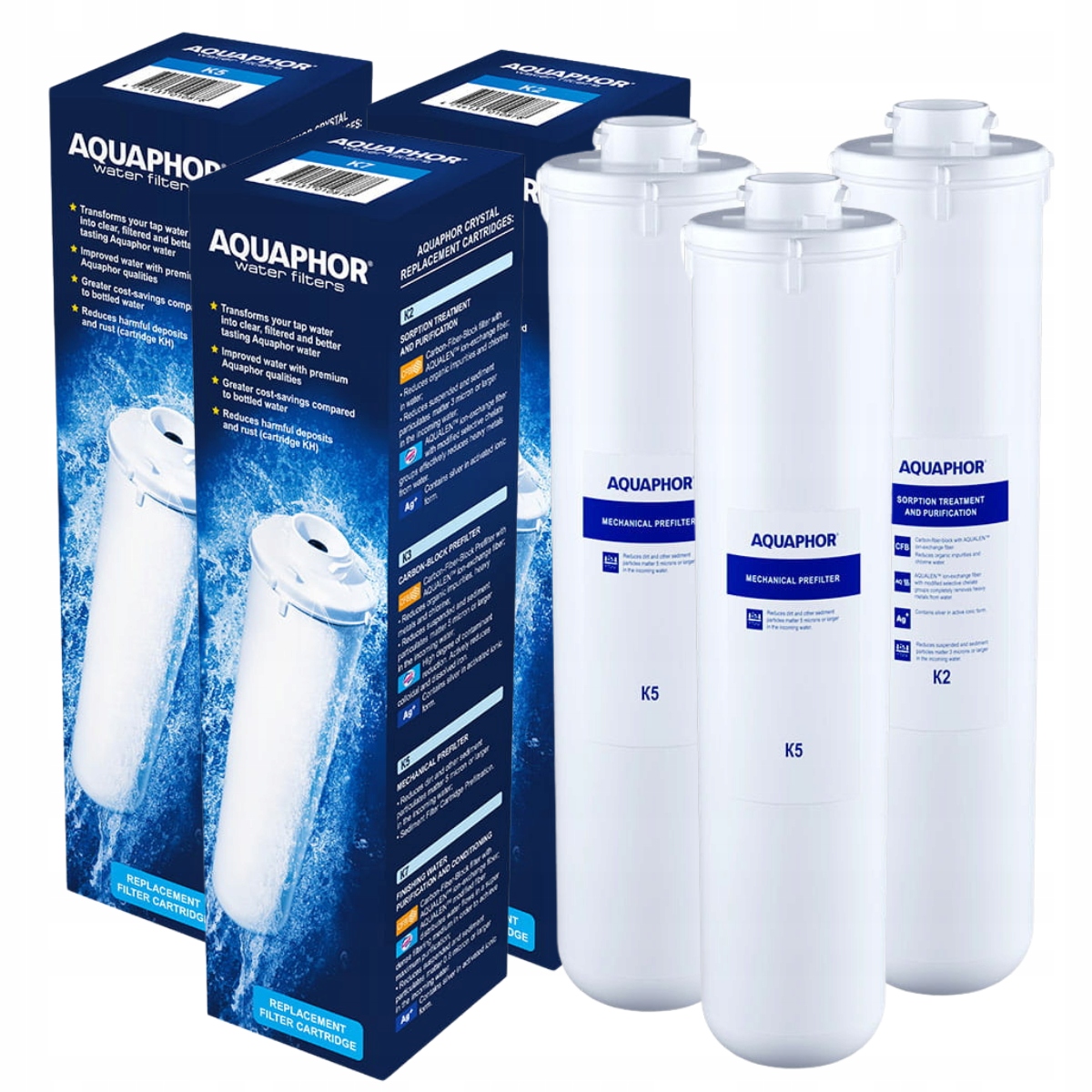 Zestaw wkładów wymiennych Aquaphor K2, K5, K7 do filtra wody kryształ A