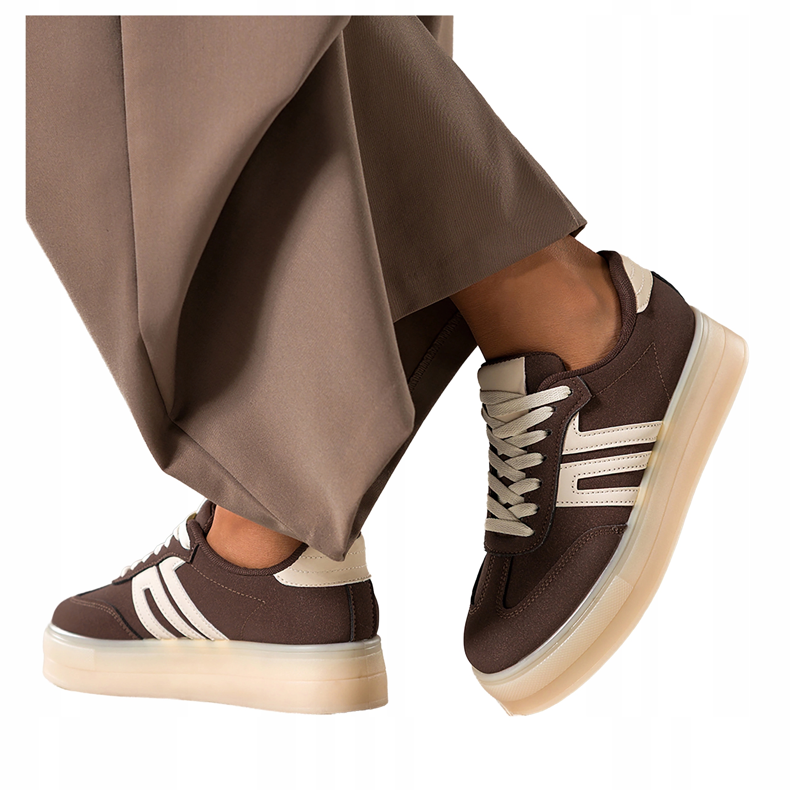 Čokoládové Tenisky Dámské Šněrovací na platformě Módní Sportovní vel. 40